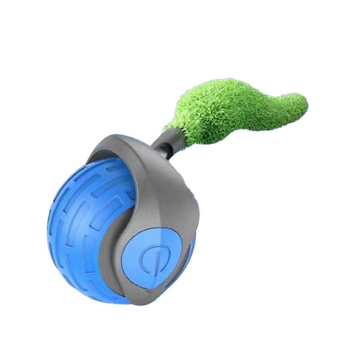 -Generation Interactive Cat Toy Indoor Smart Interactive Cat Toy Ball Automatic Moving Cat Toy Ball with Tail Blue