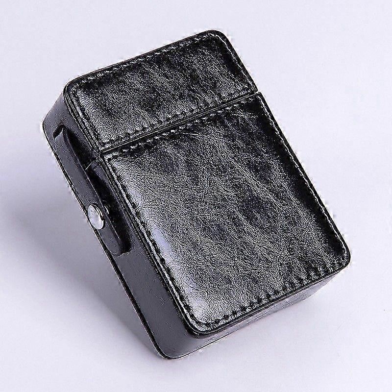 Leather Cigarette Holder for Men - Holds 20 Cigarettes with Integrated Lighter & Secure Snap Closure