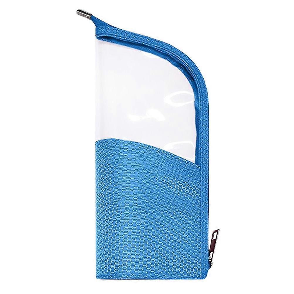 Makeup Pouch Multipurpose Storage Bag for Travel Daily Use Blue Tpu and Oxford Cloth Large Capacity 1Pc