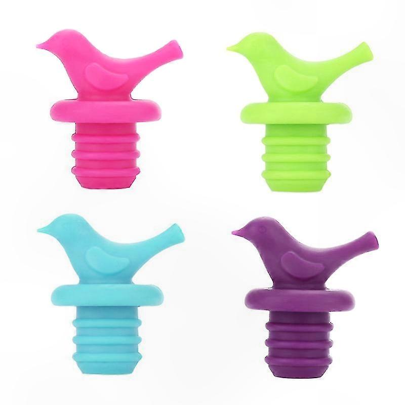 Assorted Color Wine Bottle Stoppers, Set of 4, Cute and Decorative Designs for Fun Kitchen Use