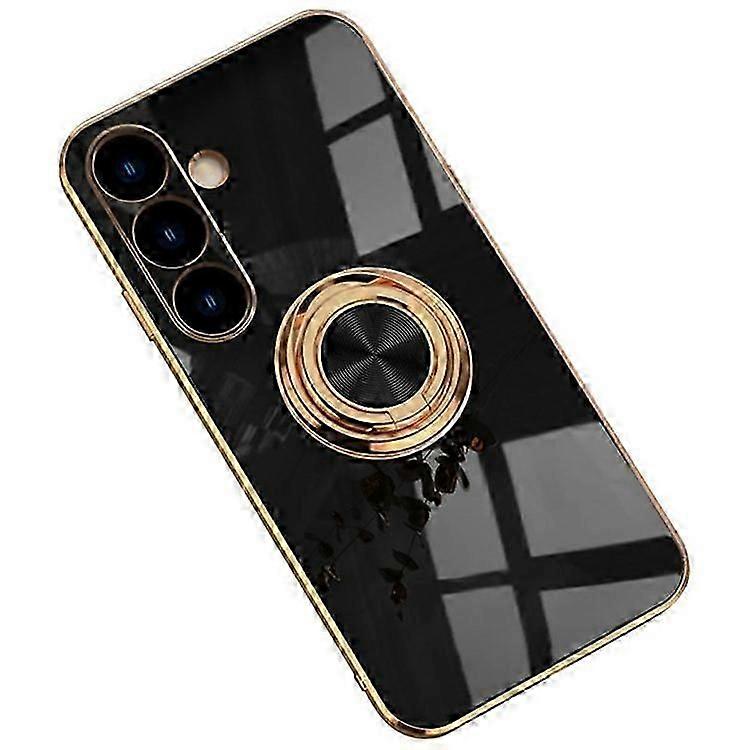 Compatible For Samsung Galaxy S24 FE Case Precise Cutouts 6D Electroplating TPU Phone Cover with Ring Holder