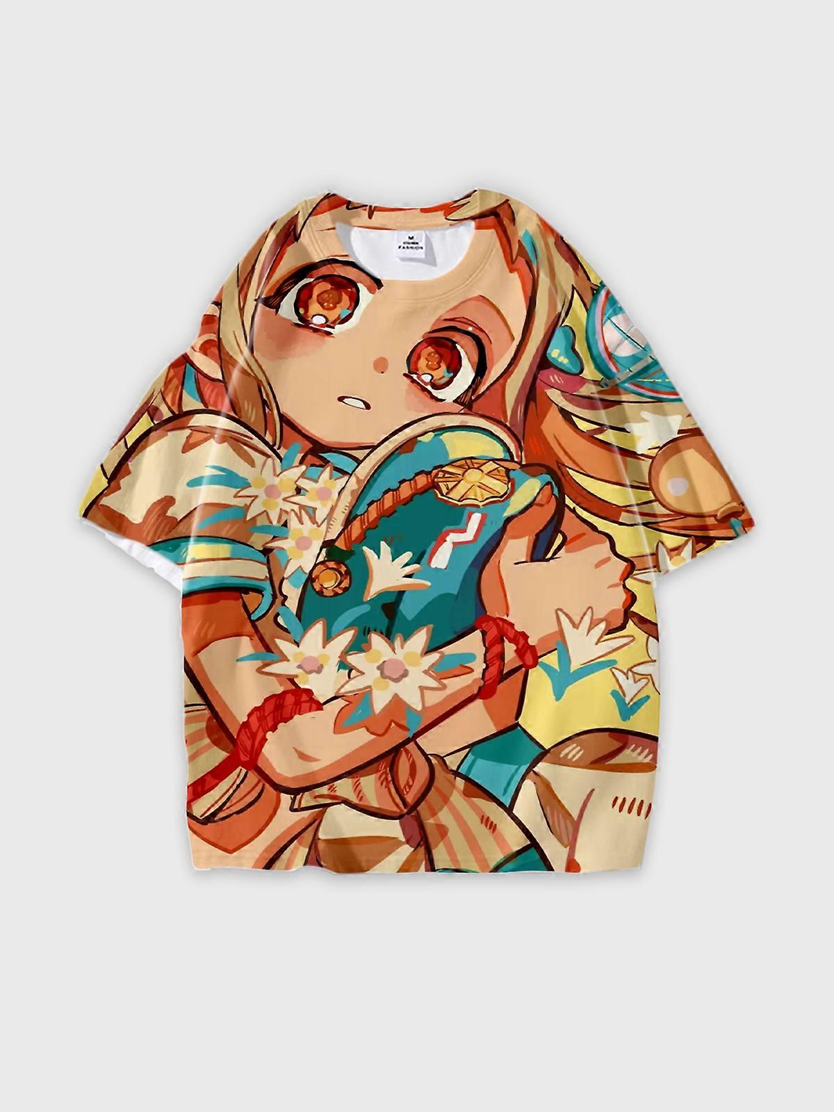 T-Shirt Short Sleeve Round Neck, Summer Casual Loose Graphic Tee, Unisex The Toilet-bound Hanako-kun W1441