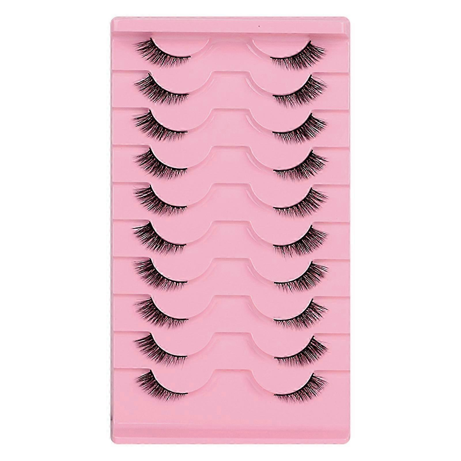 2025 10 Pairs Half Lashes Natural Cat Eye False Lashes Wispy Faux Mink Lashes Crisscross Multi-layer 3D Fake Eyelashes