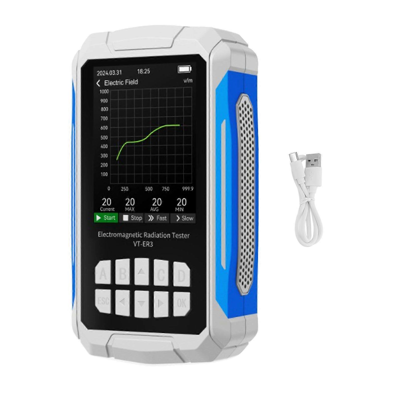 Electromagnetic Field Radiation Detector 2.8in TFT Color Display Rechargeable 5 in 1 Radiation Dosimeter White