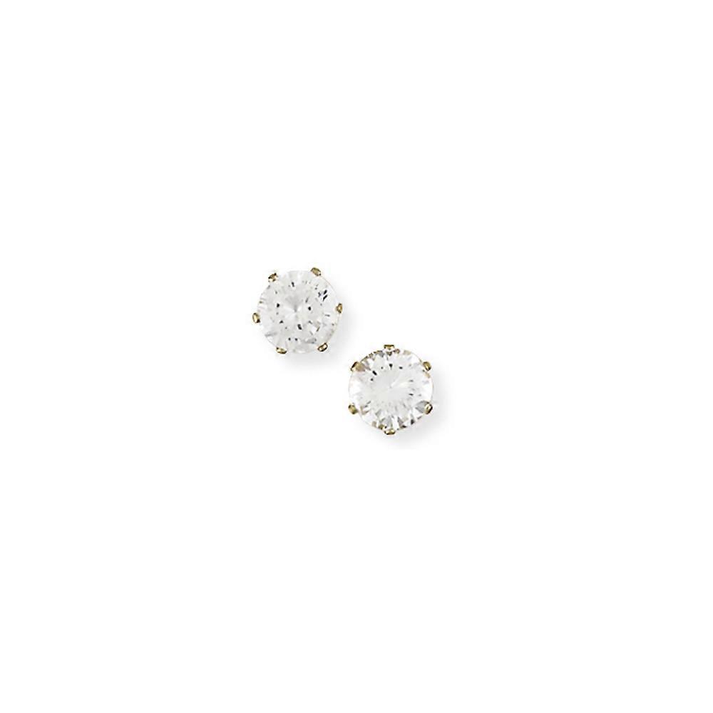 Jewelco London 女士 9 克拉黄金立方氧化锆 6 爪耳钉 - 6 毫米