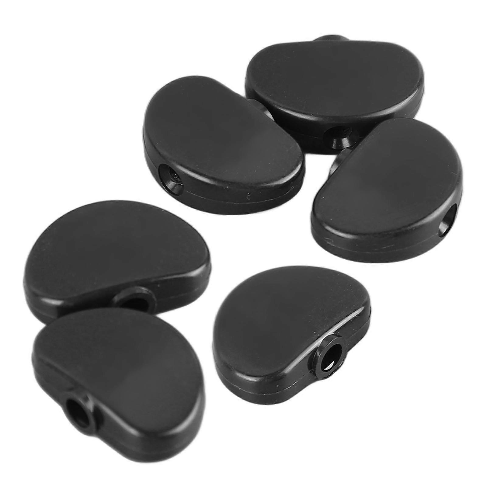 6 Pcs Black Half Round Plastic Guitar Machine Head Buttons Grip