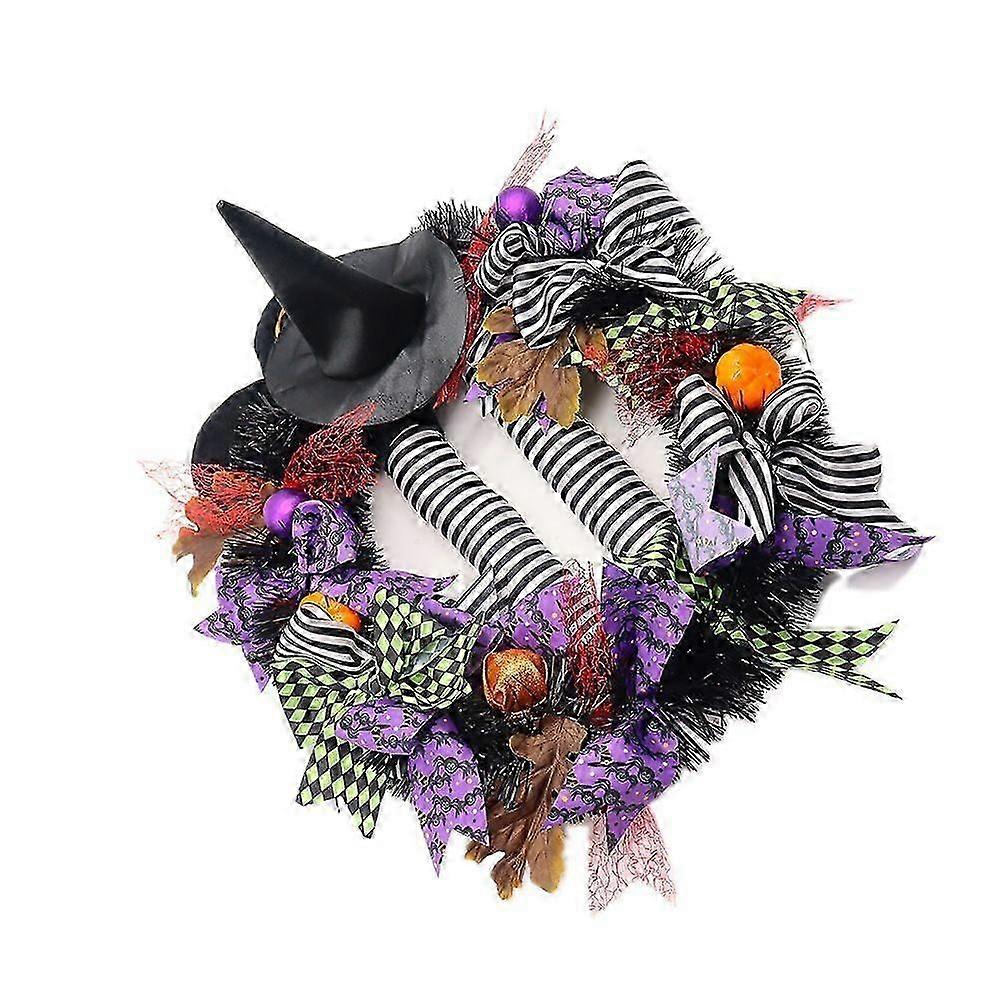 Happy Halloween Crown 61cm is used to decorate the front door with artificial bones, and maple leaf decoration (witch crown) is used for holiday decor
