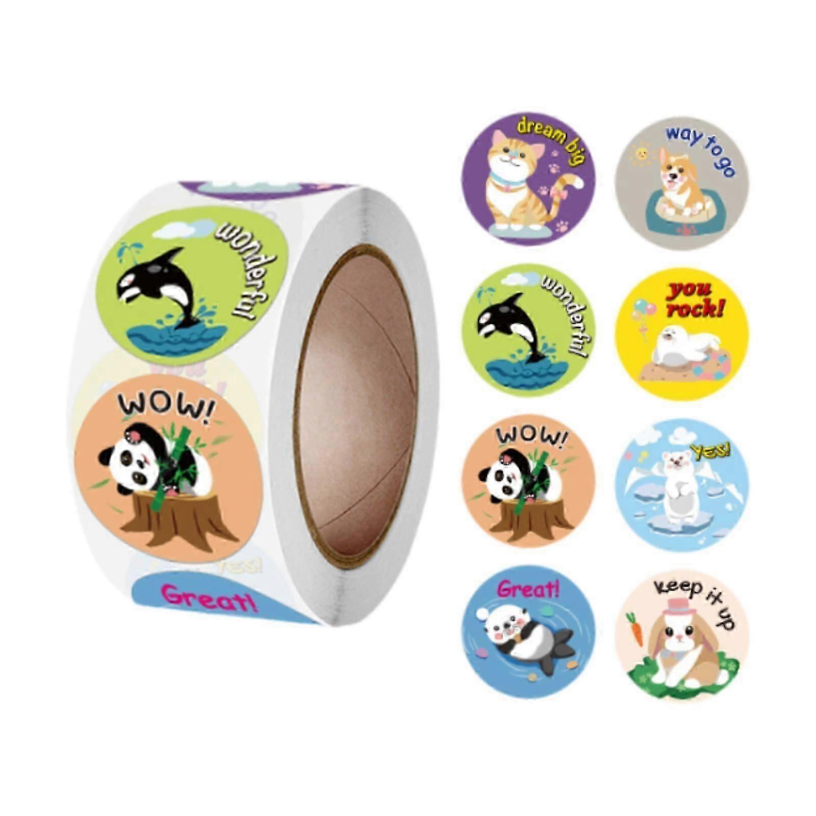 500x Round Animal Stickers Stickers Roll Gift Cute Labels 1'' Holiday Decoration