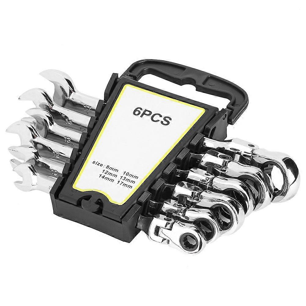 6Pcs Flexible Head Multi functional Ratchet Conination Spanner Wrench 8-17mm Repair Tools Set