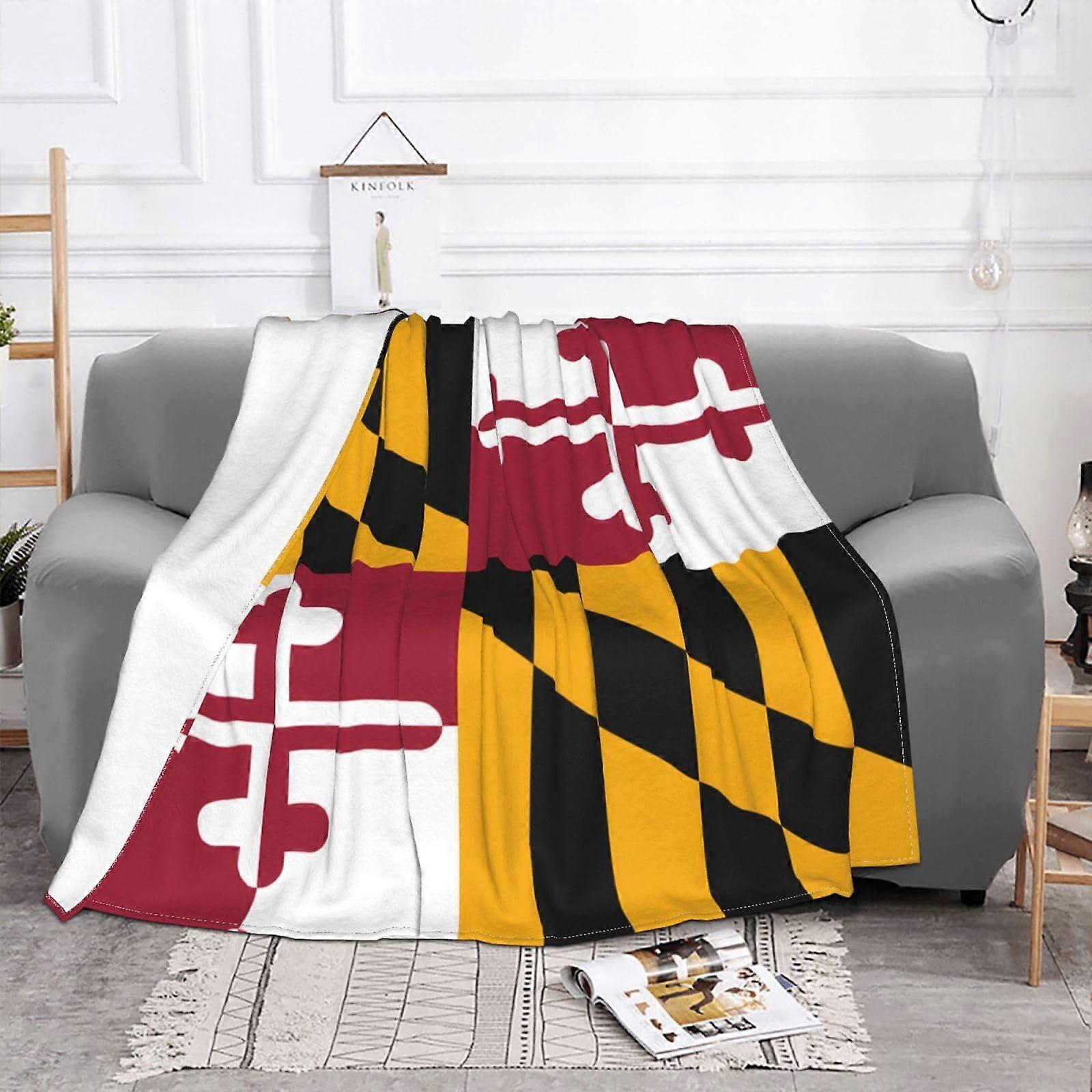 Soft Sofa Blanket 60 X 50 Inch, Maryland State Flag Design, Soft Fleece, For Sofa, Camping, Travel