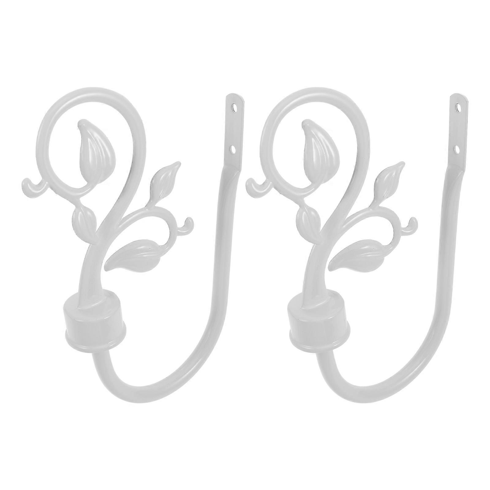 Metal White Leaf Curtain Holdbacks for Drapes 6Pcs Wall Mounted Hooks