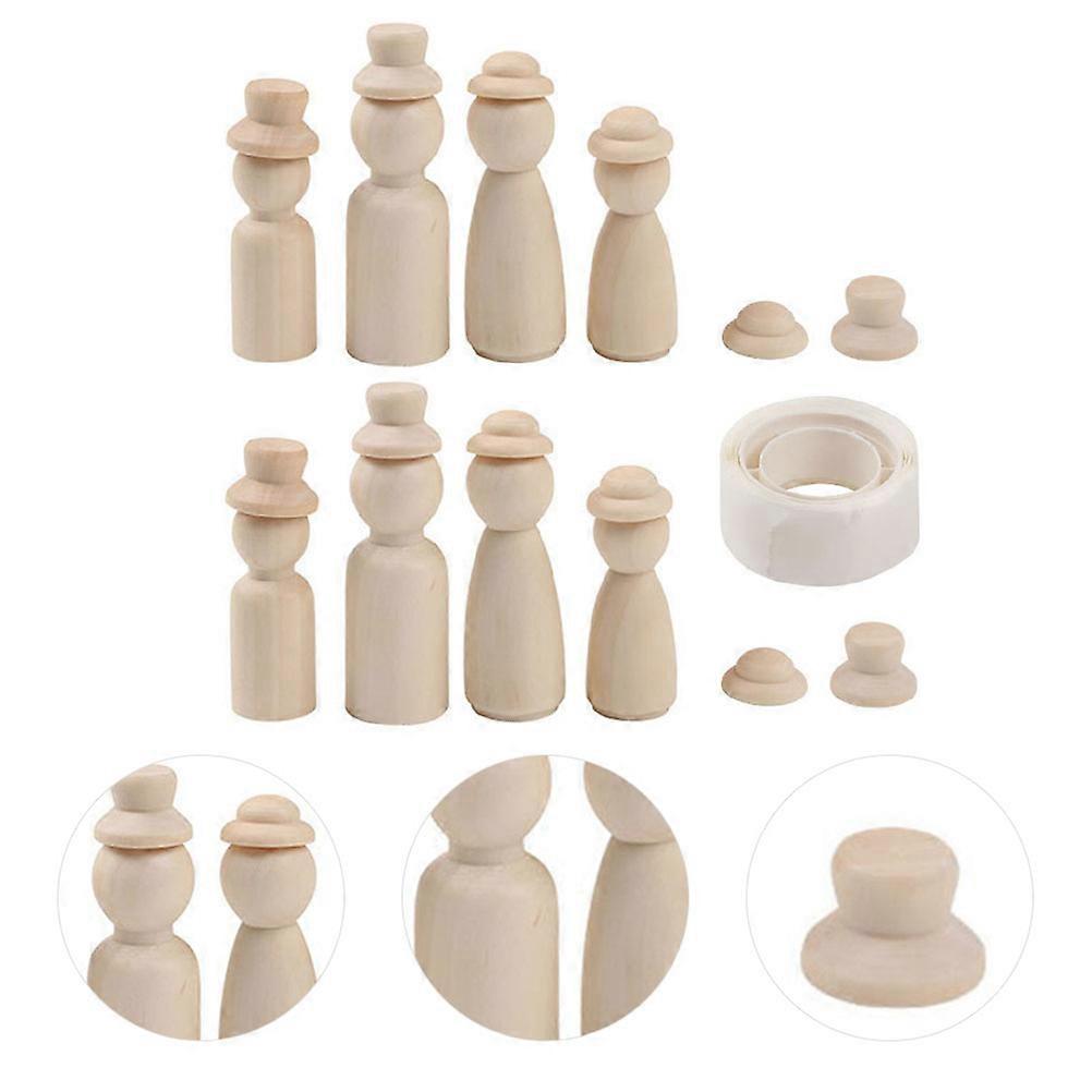 Wooden Puppets DIY Painted Figures for Kids Playing 108 Pieces Set