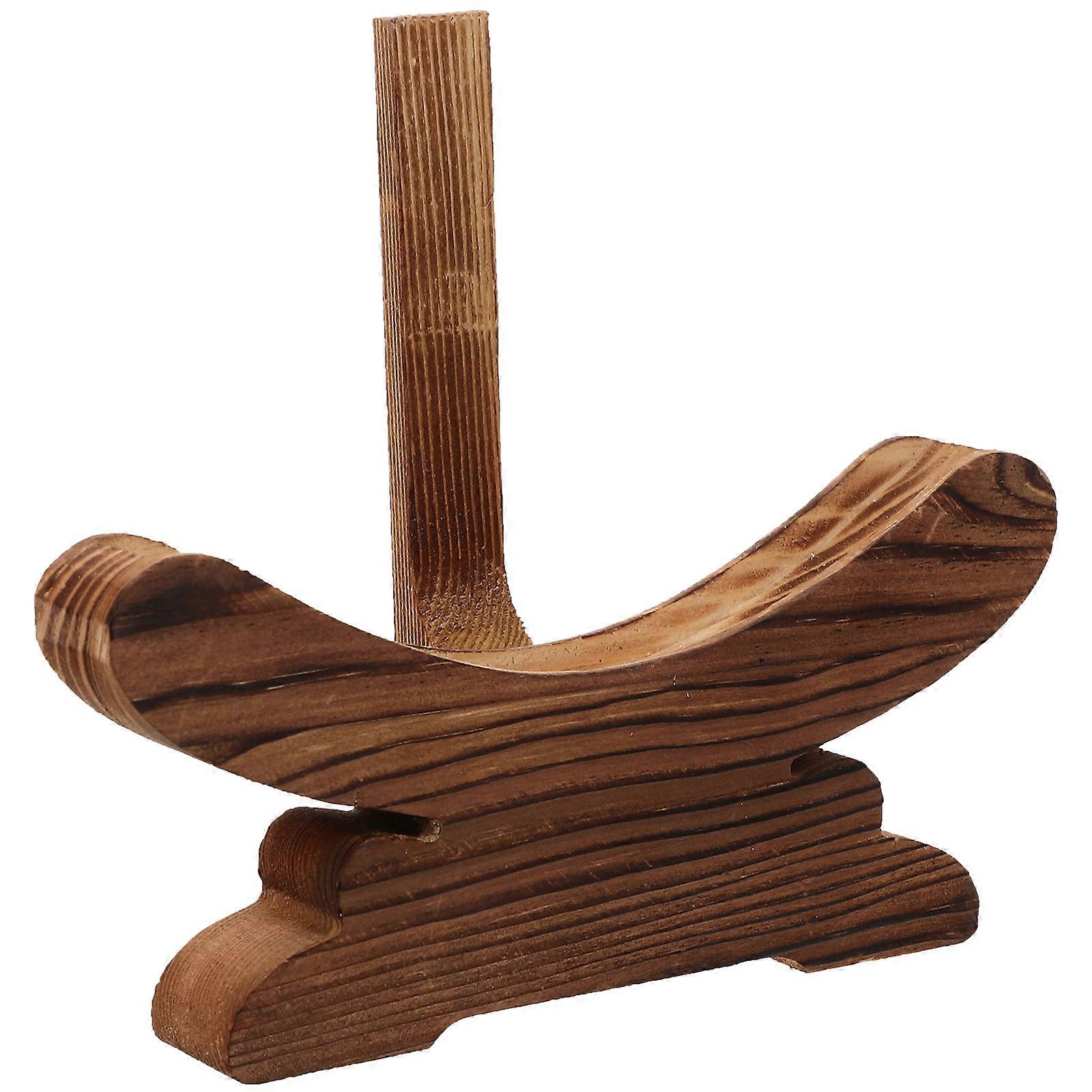 Curved Wooden Display Stand For Artworks And Collectible Plates In Light Yellow 16X14.3X2.4CM Ideal For Homeowners 4Pcs