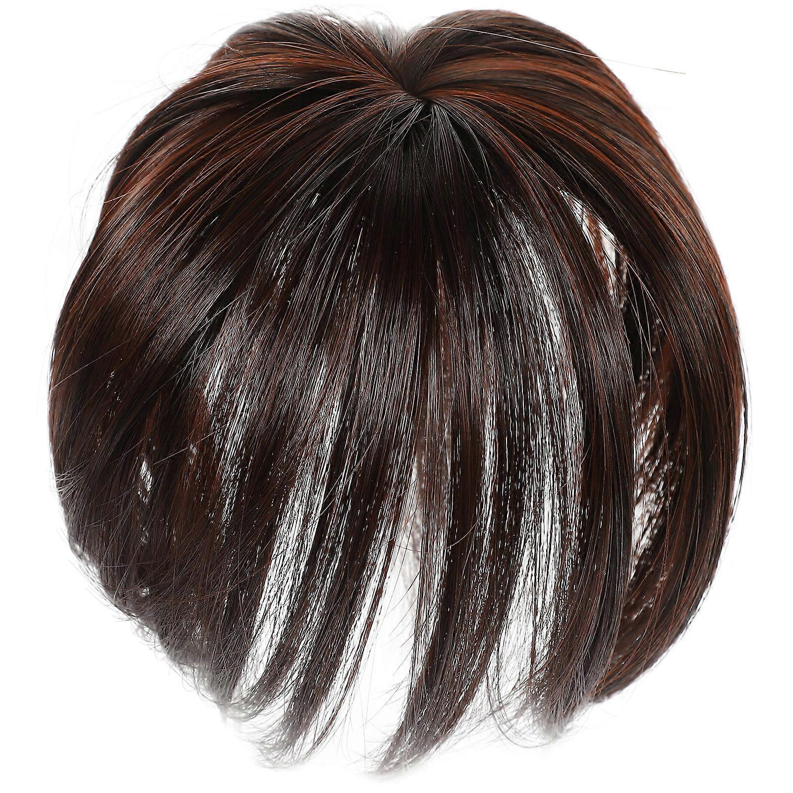 Clip In Bangs Hair Replacement Piece Natural Blending Brown Color Party 1Set
