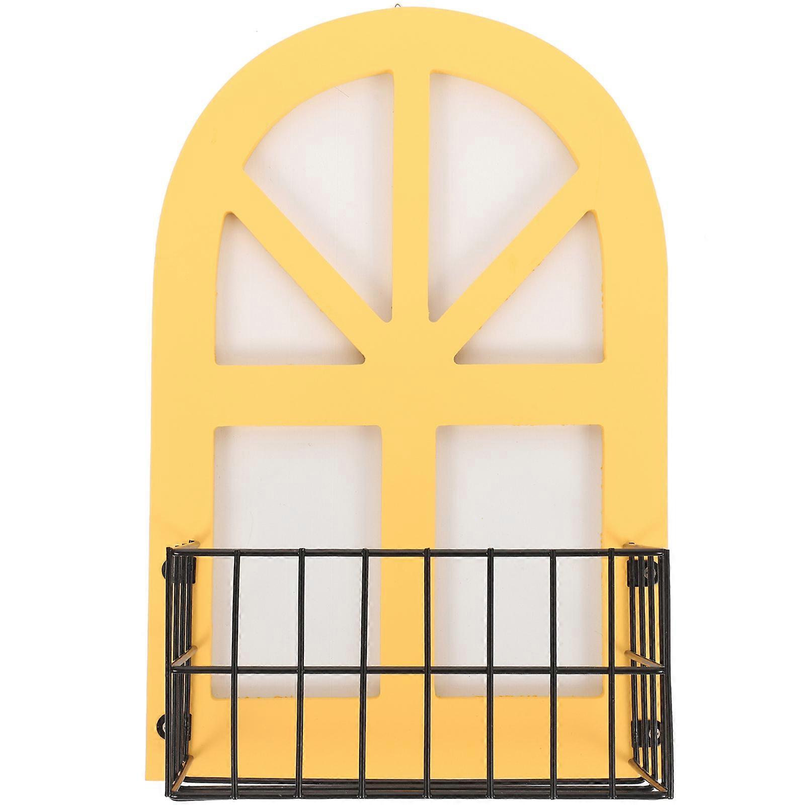 Retro Wall Storage Rack For Daily Use In Yellow Color With Simple Design 29.5X20X9.5CM Storage 4Pcs