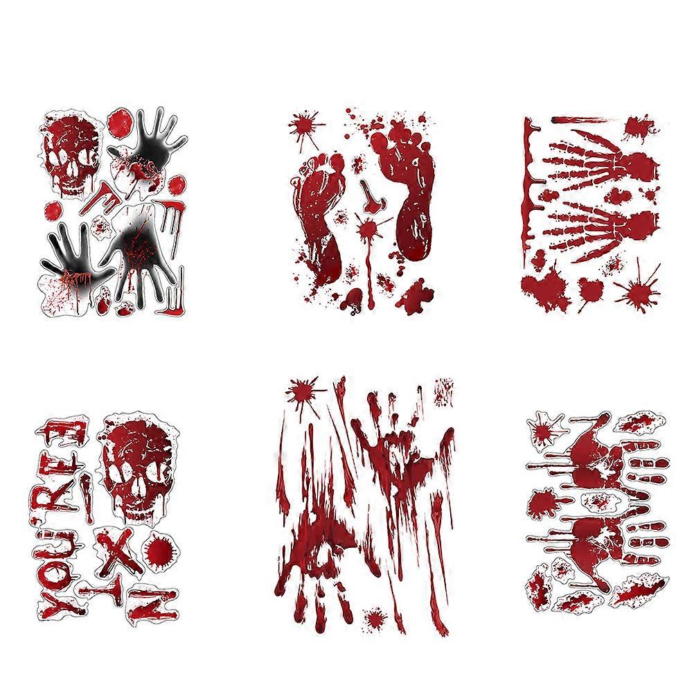 Halloween Sticker Bloody Handprint Paste for Decoration 18Pcs Removable Type