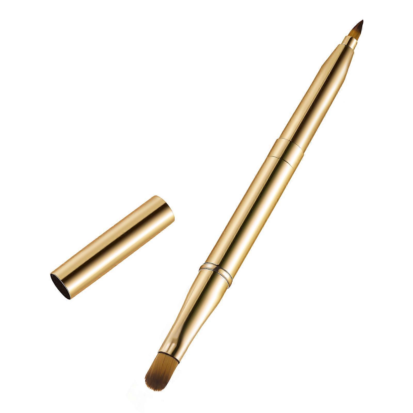 Golden Dual Ended Lip Brush 4Pcs Retractable Makeup Brush Perfect For Travel And Daily Makeup Use Designed For Applying Eyeshadow