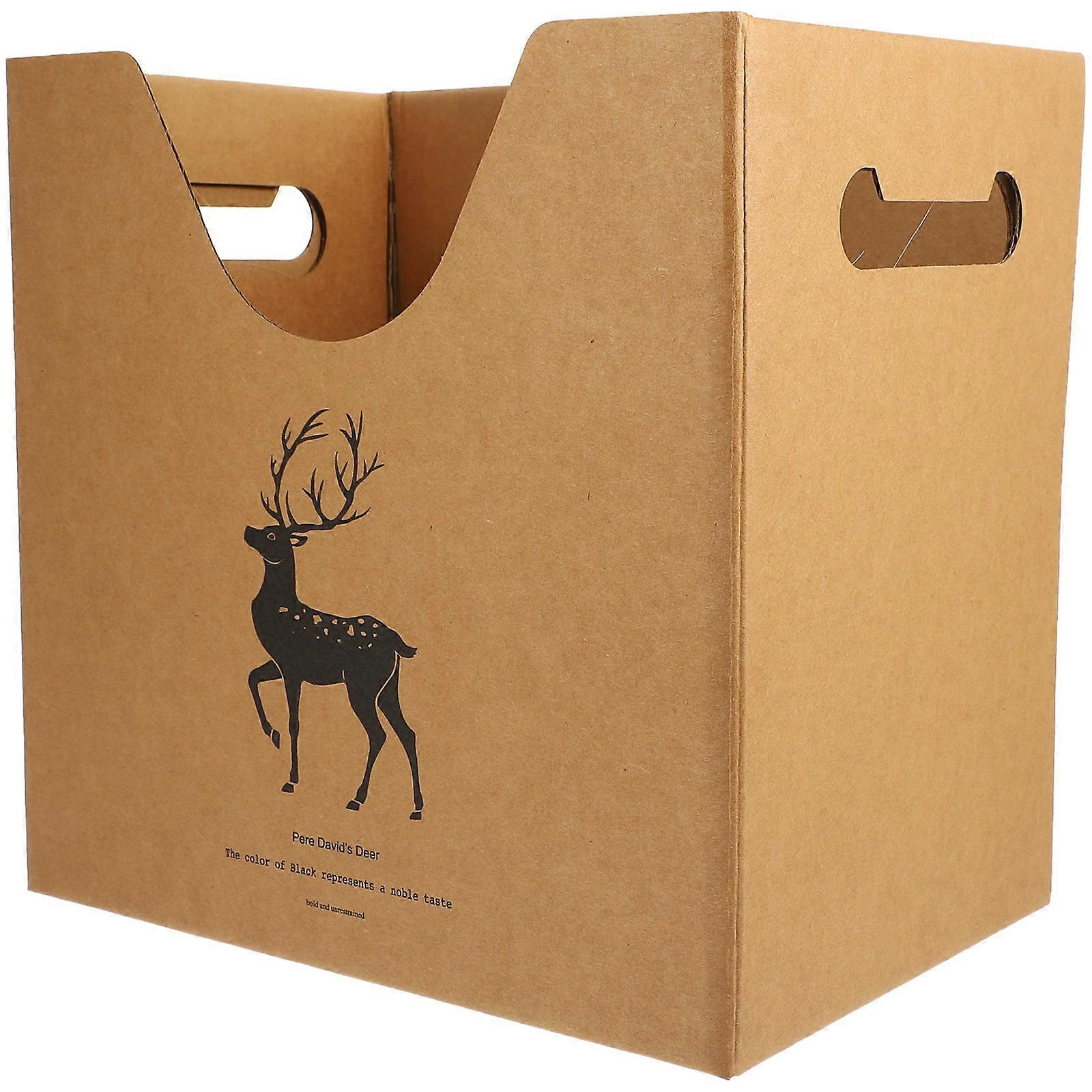 Stackable Kraft Storage Box Organizer Document Storage Home Use Brown 10.2X10X6.9in 1Pcs