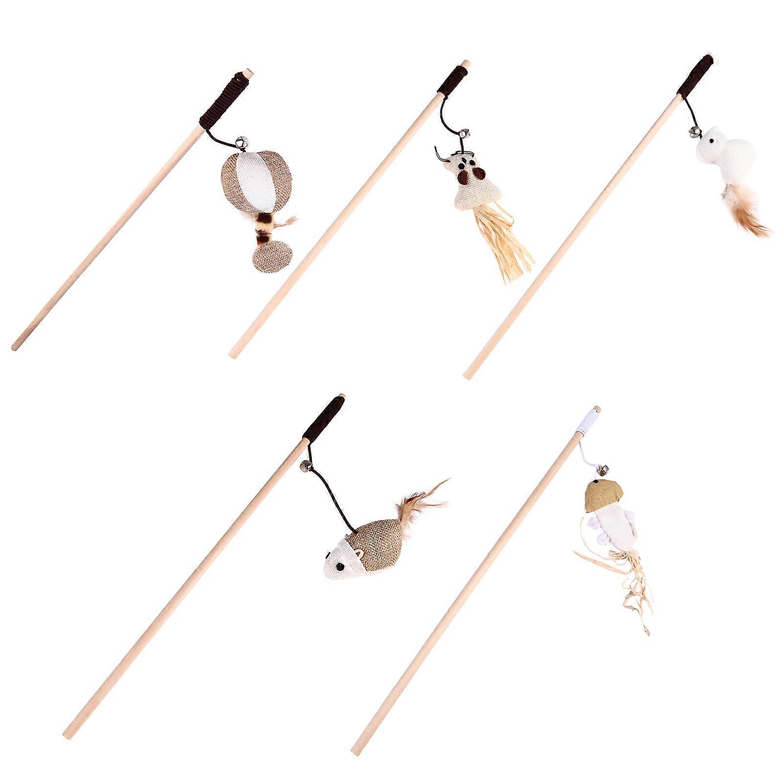 Cat Teaser Stick for Cat Playing 15Pcs Beige Cats String Toy