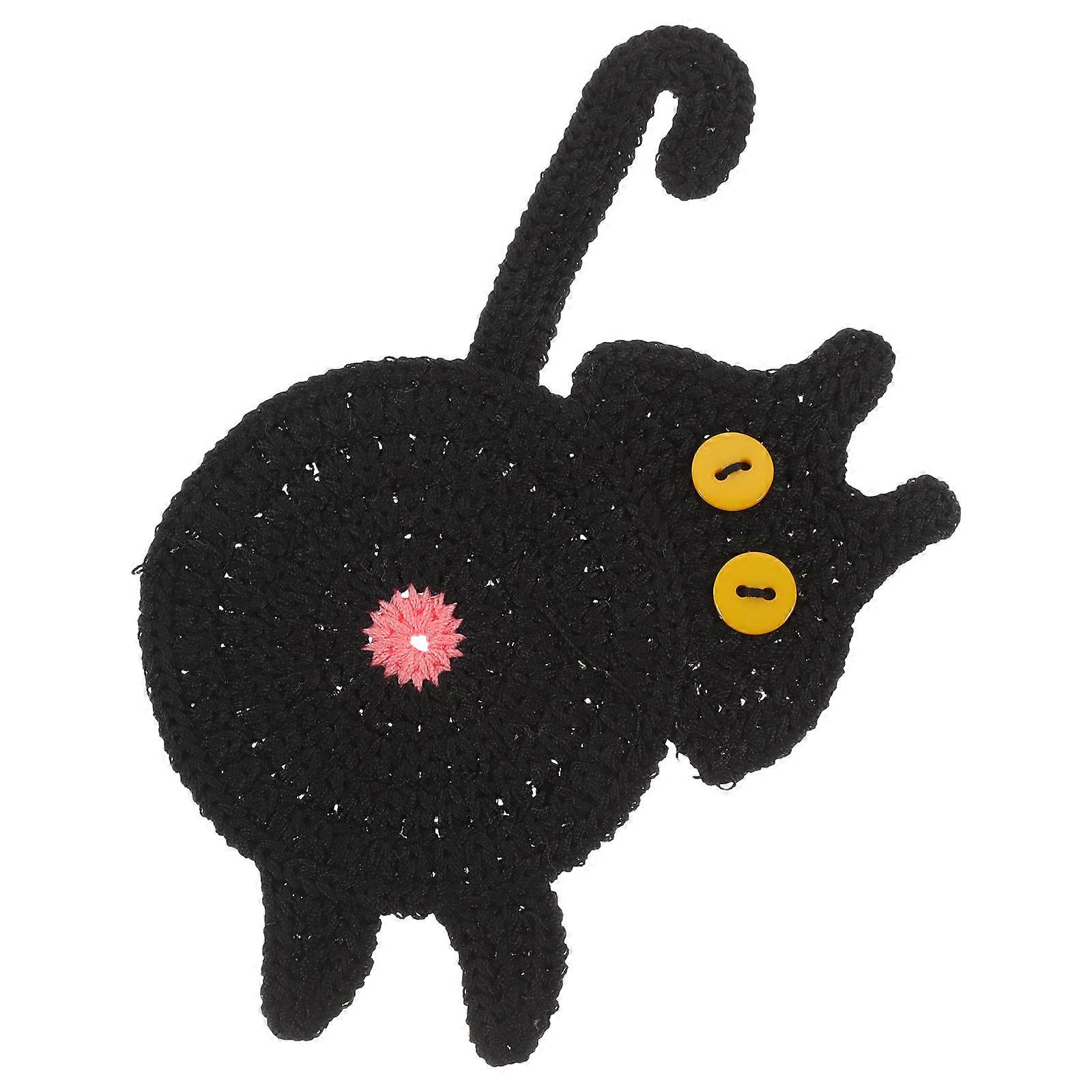 Handmade Crochet Coaster Cat Shape for Hotel Table Protection 1Set