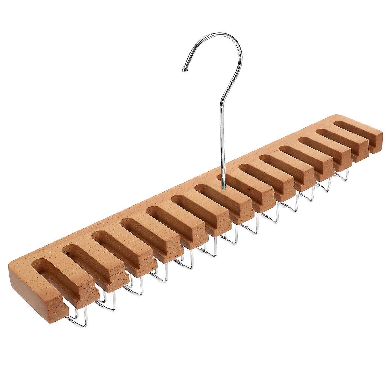 5Pcs Wooden Belt Organizer for Closet Use Belt Hanger in Khaki