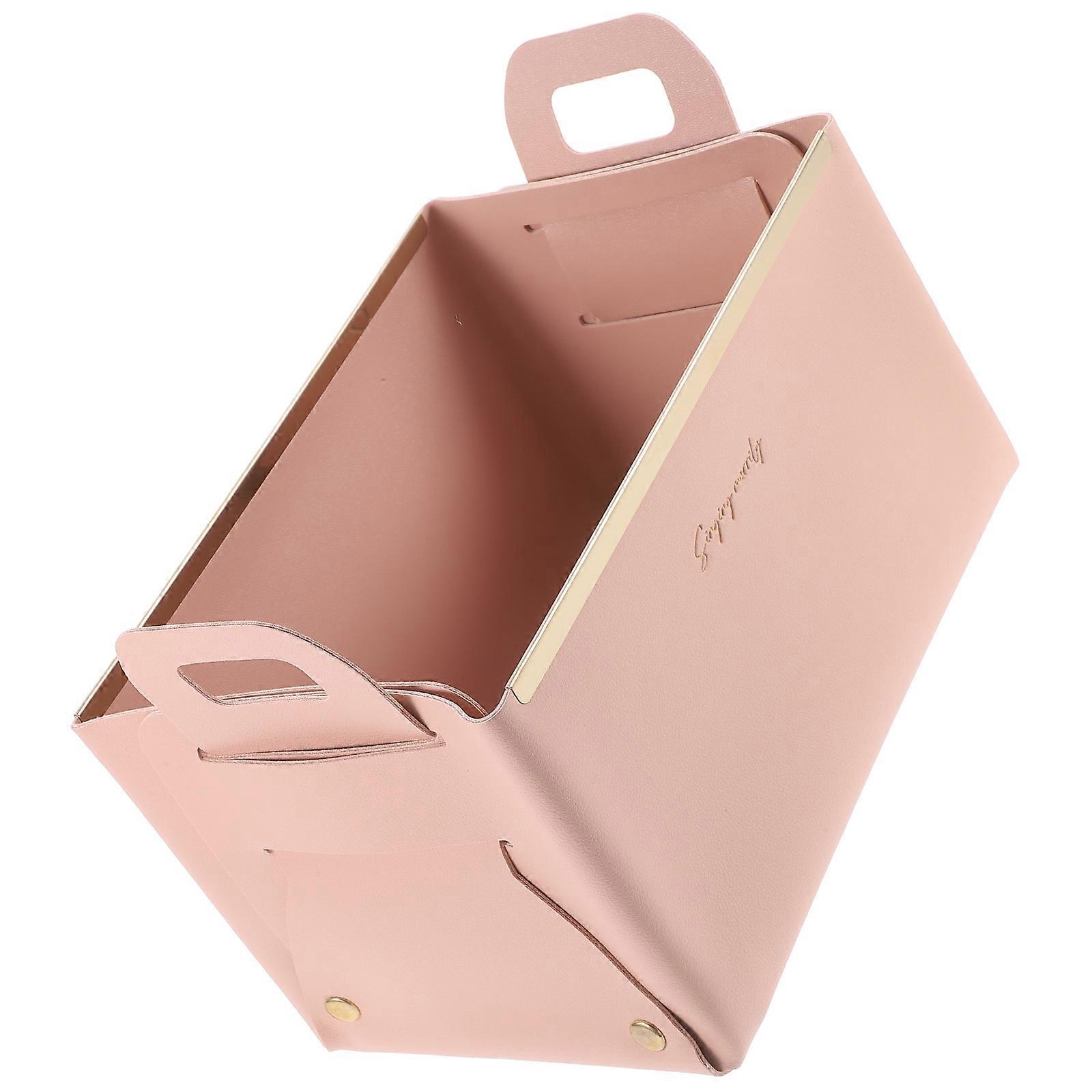 Desktop Storage Box for Home Office Restaurant in Pink with Foldable Function 1piece