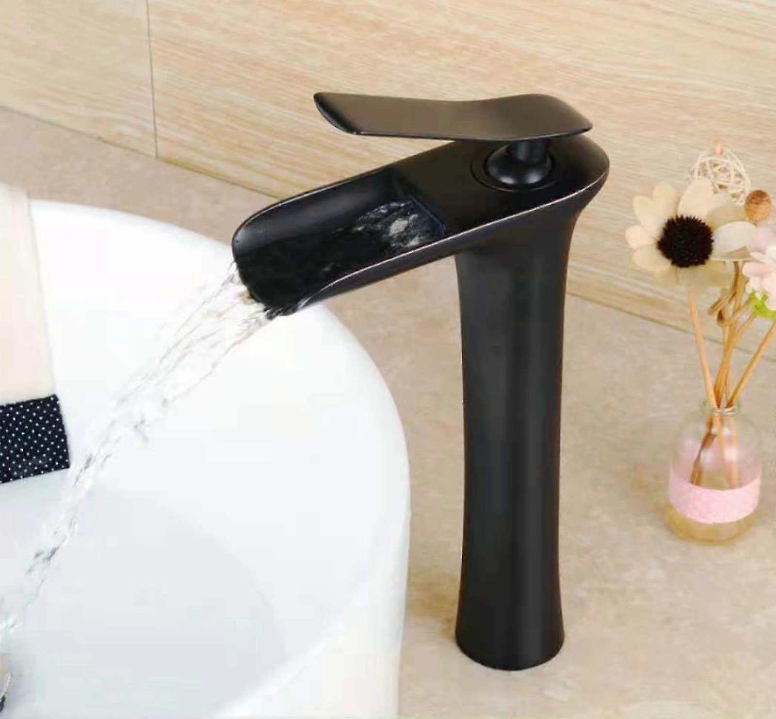 Countertop Basin UnderSink Faucet, Bathroom Basin Faucet, Black Finish, Includes Inlet Pipe