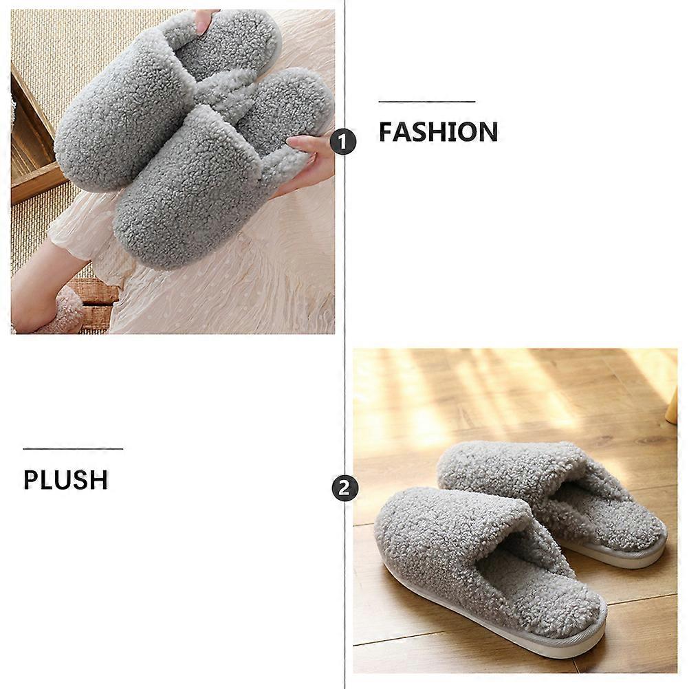 Warm Men Slippers Thicken Plush Non-Slip Winter Slippers 1Pair for Home