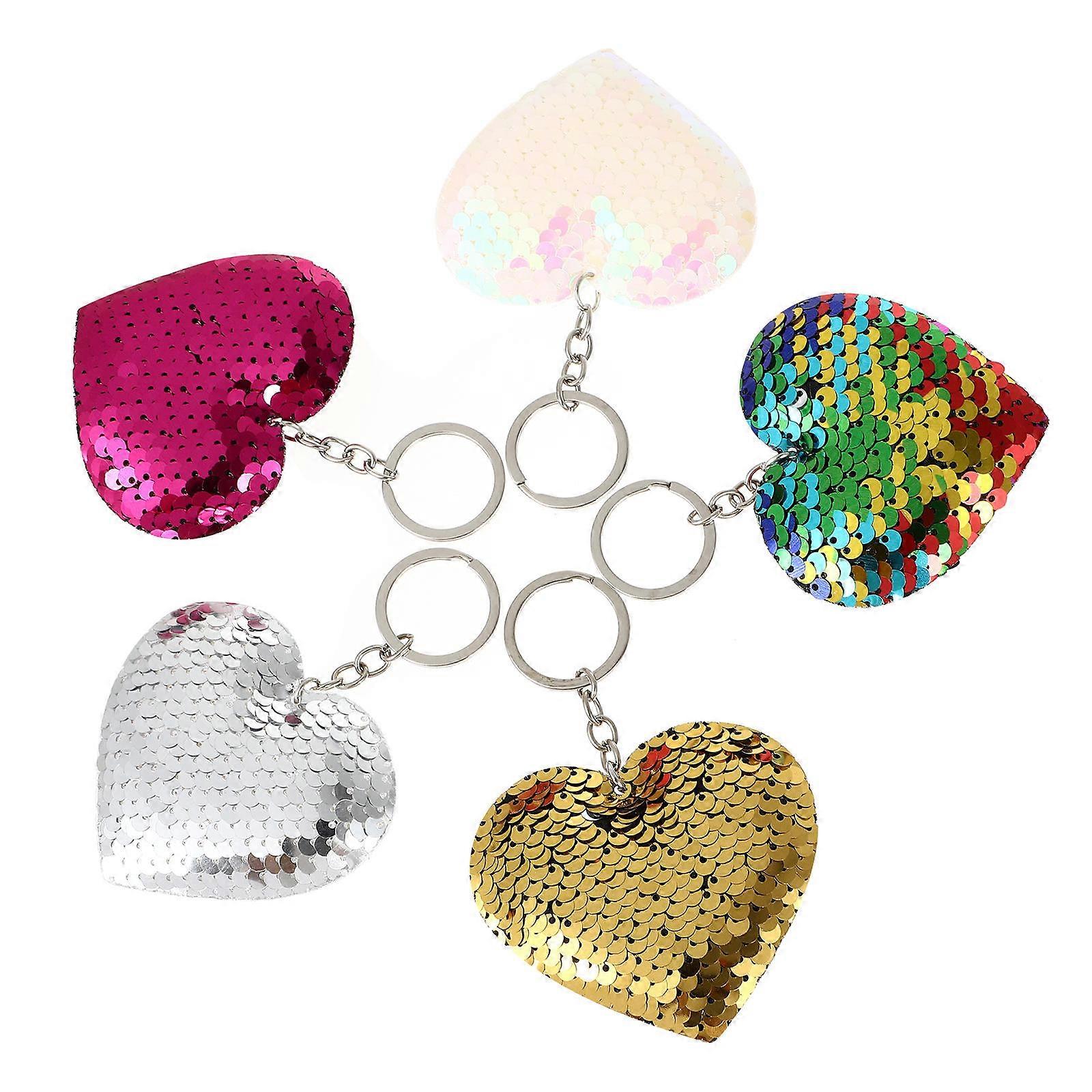 Assorted Color Heart Shape Keychain Pendant for Decoration 10Pcs Set