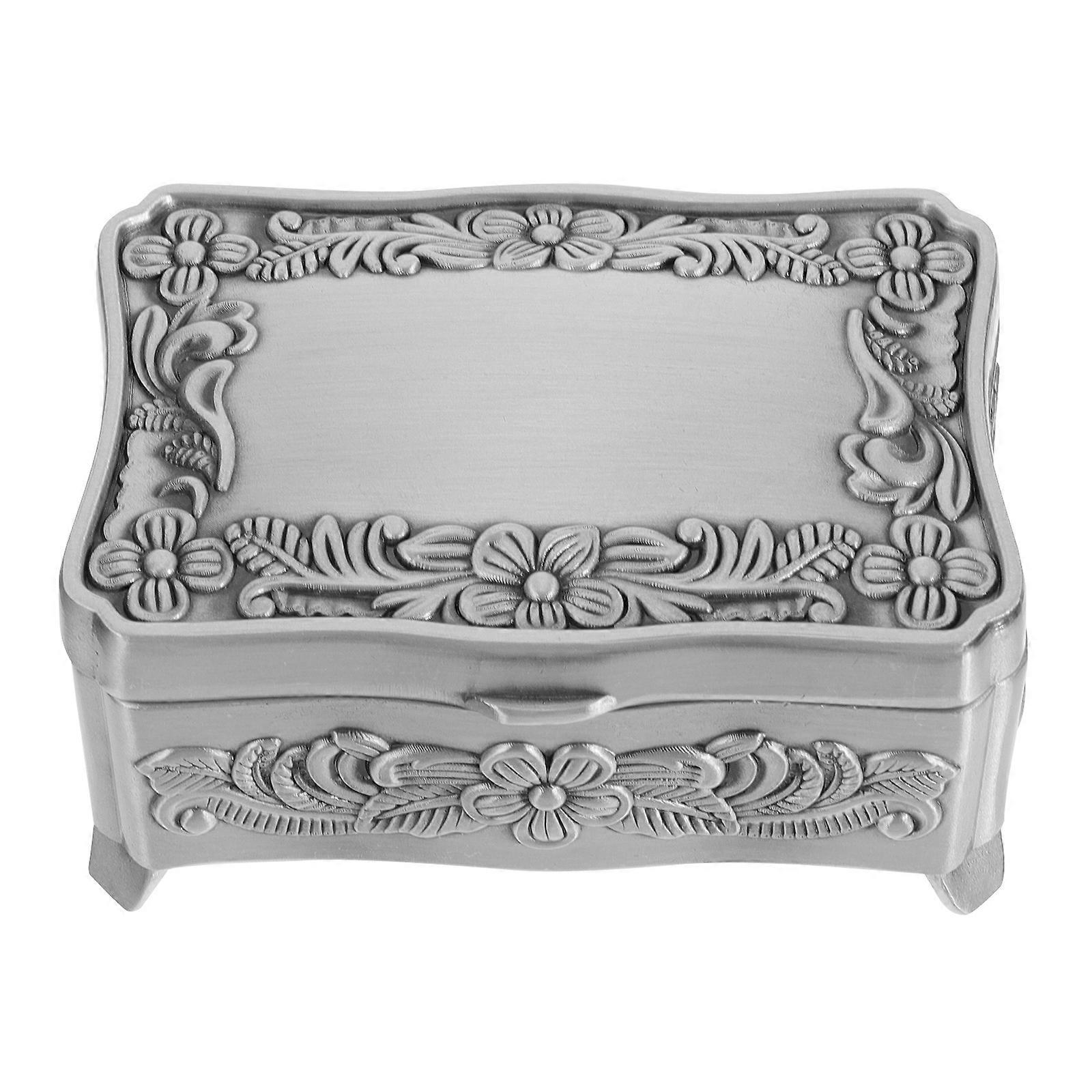 Small Gift Storage Box Metal Holder for Storage 2Pcs Vintage Silver