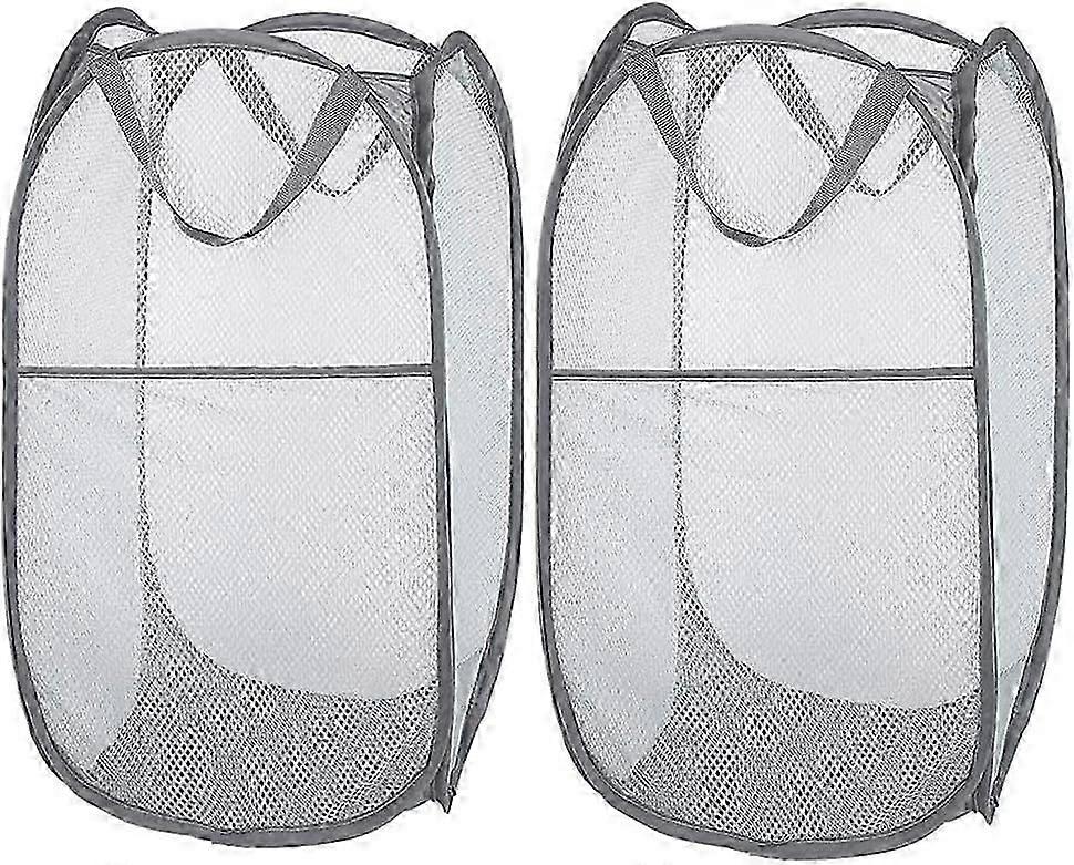 2025 Latest Model 2 Pack Popup Mesh Laundry Baskets, Collapsible and Portable Clothes Washing