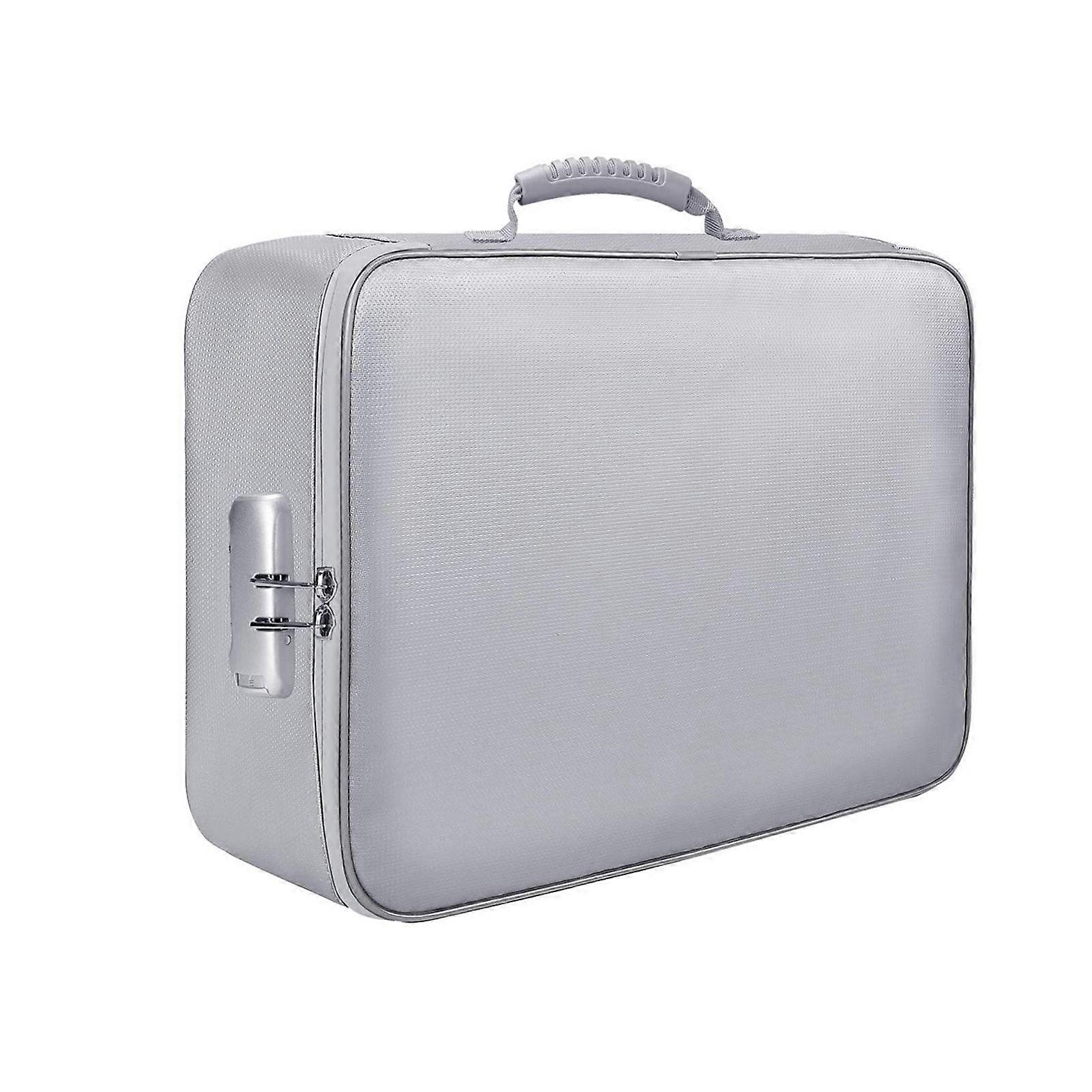 Document Bag with Lock, Fireproof 3-Layer Storage Case, Water Zipper, Portable Organizer for Laptop, Files, Certificates - Compatible with