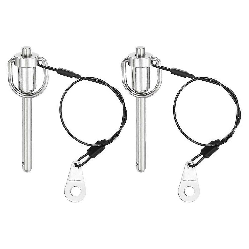 2Pcs Quick Release Pin, 6x50mm(Dia.X L) Push-Button Ball Locking Pin Stainless Steel Ring Handle Locking Pin with Wire