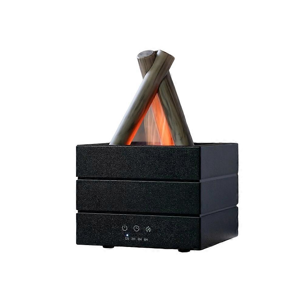 Flame Humidifier, Aroma Essential Oil Diffuser with Remote Control and Light, Black