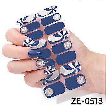 16 Nagellackfolie Nagelsticker 3D Zwiebelpulver Heißprägekleber Nagelsticker ZE-0518 Bare Chip + Nagelfeile