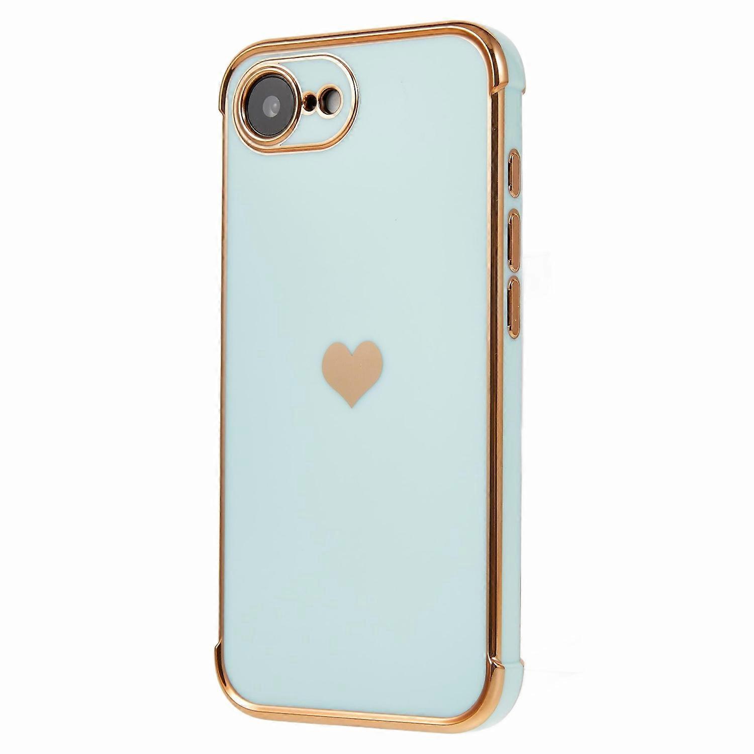 For iPhone 16e Case TPU Phone Back Cover Electroplating Heart Pattern