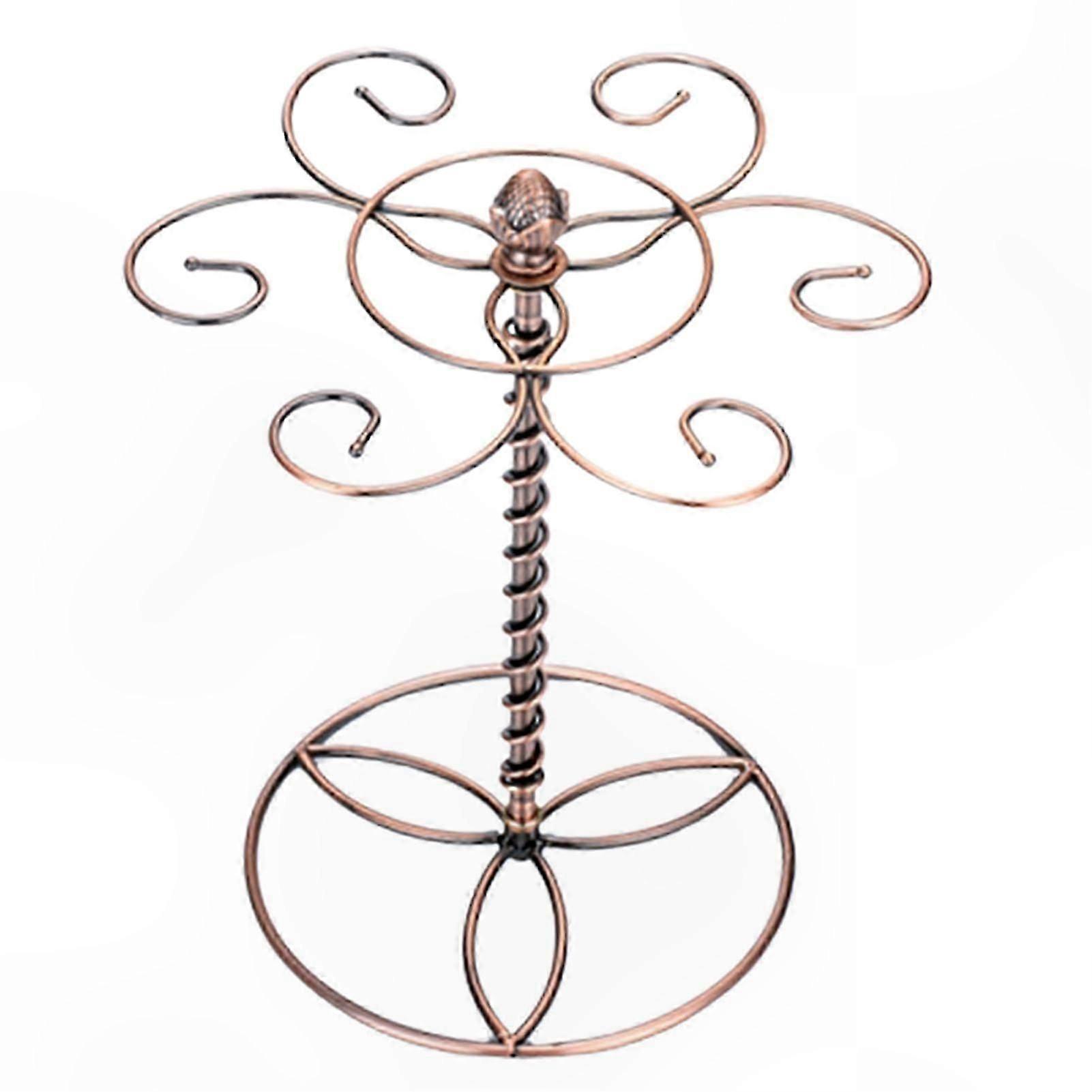 Elegant Spiral Wine Glass Rack with 6 Hooks, Non-Slip Stable Base & Easy Cleaning - Freestanding Stemware Holder for Bar Supplies