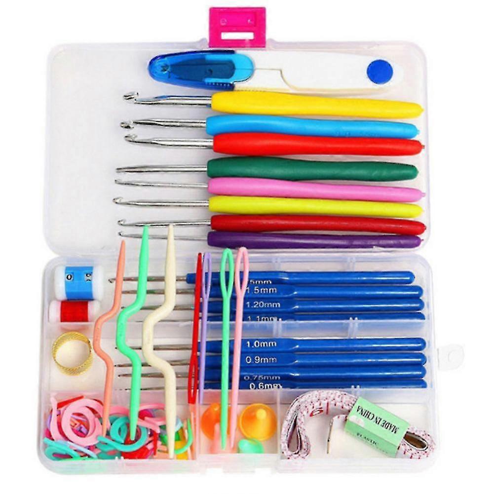 ZHOUBA 57Pcs Portable Colorful Crochet Hooks Needles SetCrafts DIY Knitting Tools 25-26