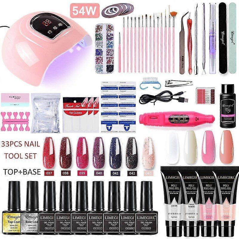 Nail Tools Set Manicure Set for Nail Extensions Gel Polygels Set With UV LED Nail Lamp