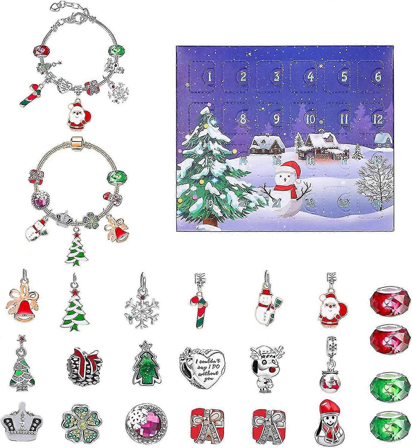Weihnachten Adventskalender 24 Gitter Weihnachten Advent Umschlag Blind Box DIY Anhänger Charm Schmuck Making Kit