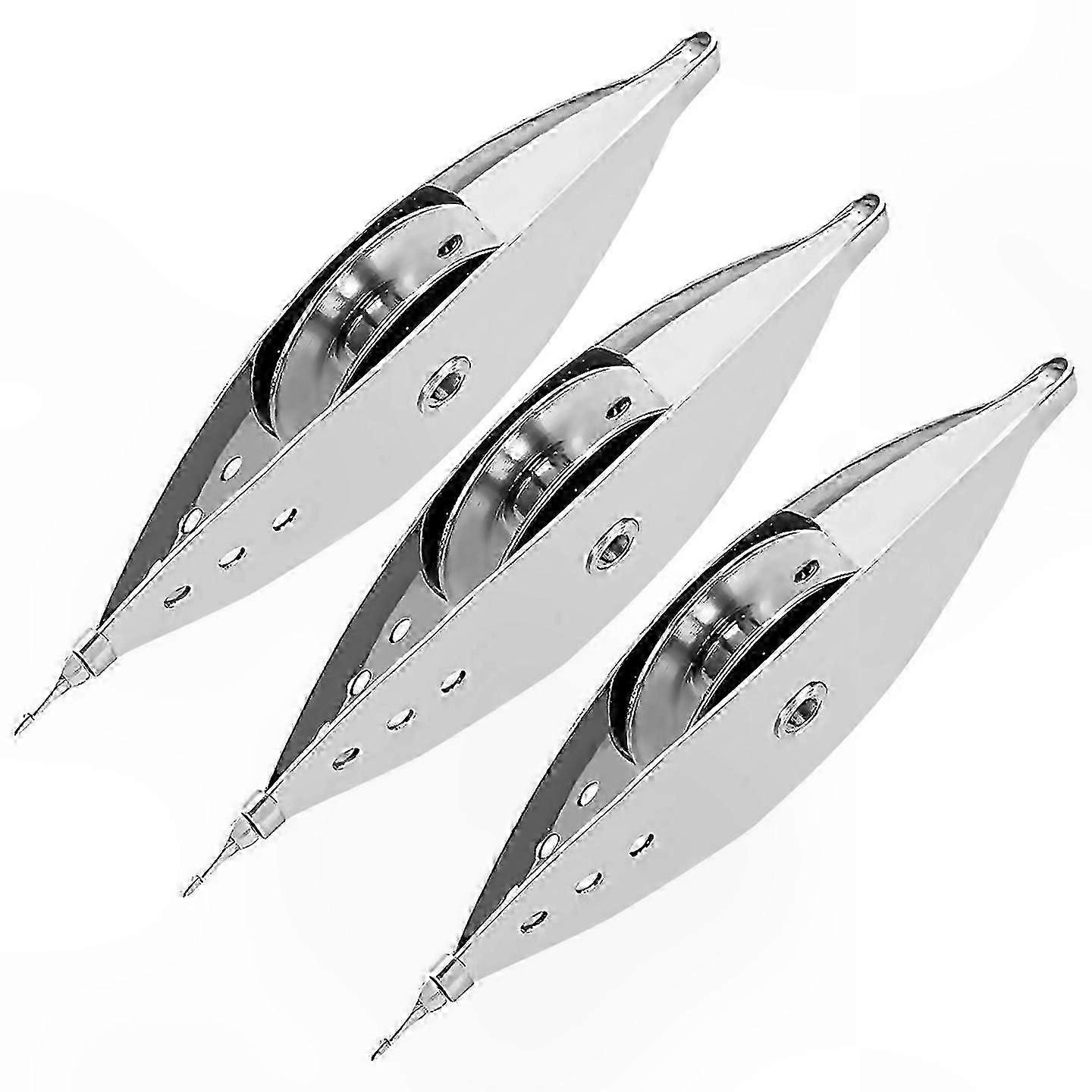 3-Piece Metal Tatting Shuttle Set with Bobbin for Beginners, Premium Iron Needle Shuttle in Silver