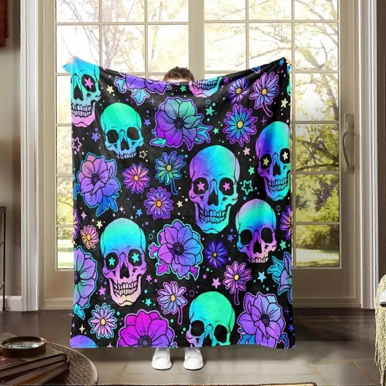 Soft Blanket Halloween Skull Blanket Thickened and Comfortable