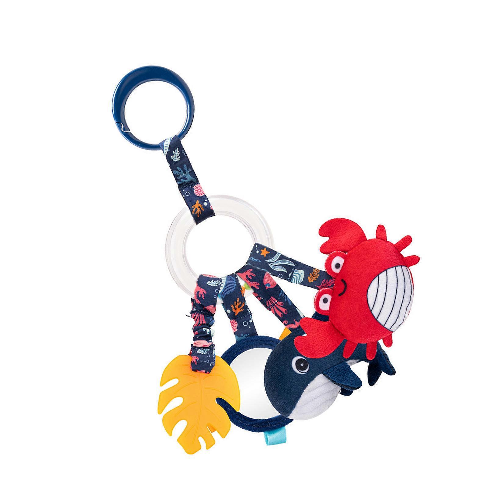 Baby Teether Rattle Toy for Crib Stuffed Toy Whale Charm for Infants Baby Sensory Development for Visual And Hearing Multicolor