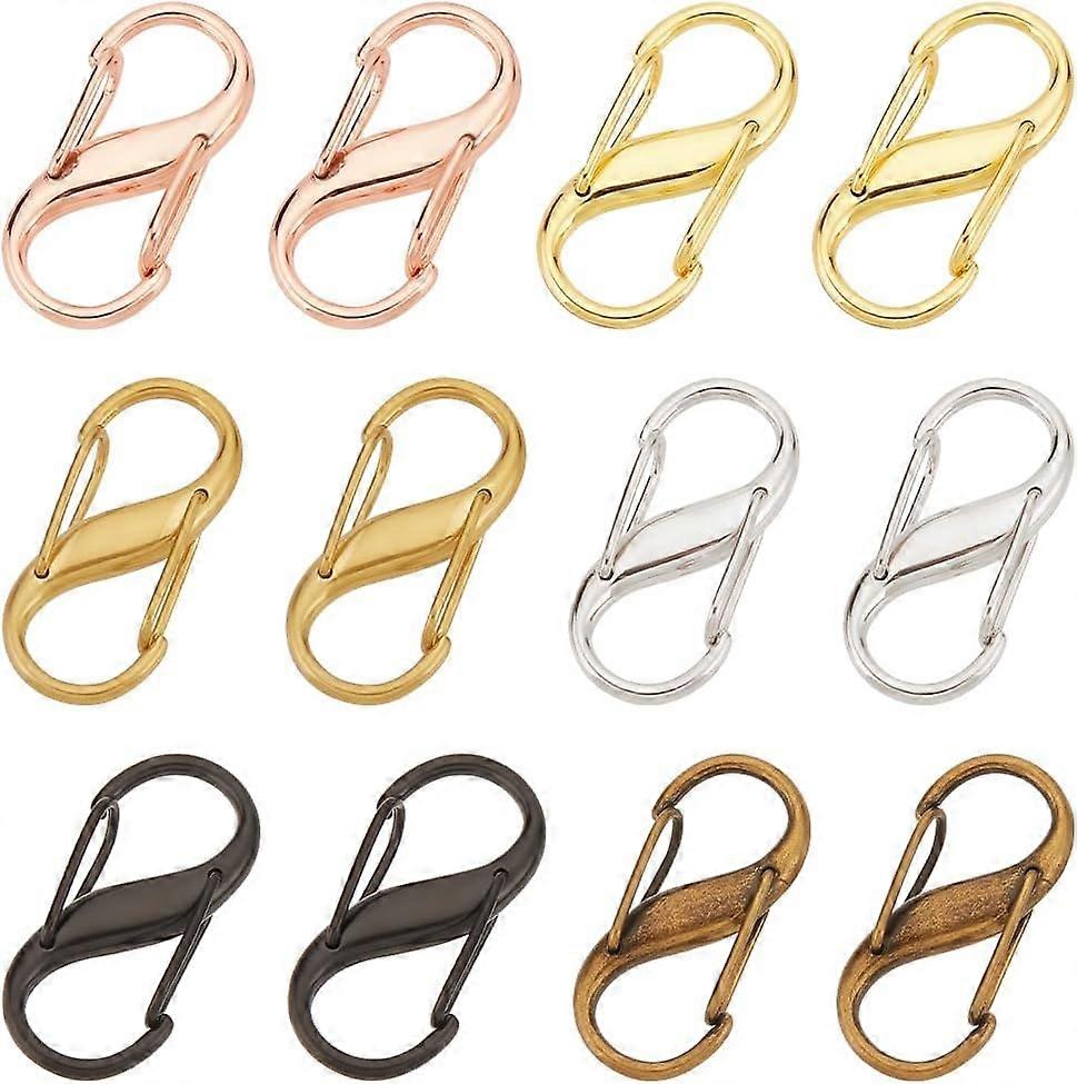 6 Colors 12Pcs Adjustable Metal Buckles for Chain Strap Bag, Compatible with DIY Chain Links, Tiny Clip to Shorten Bag Chain Length