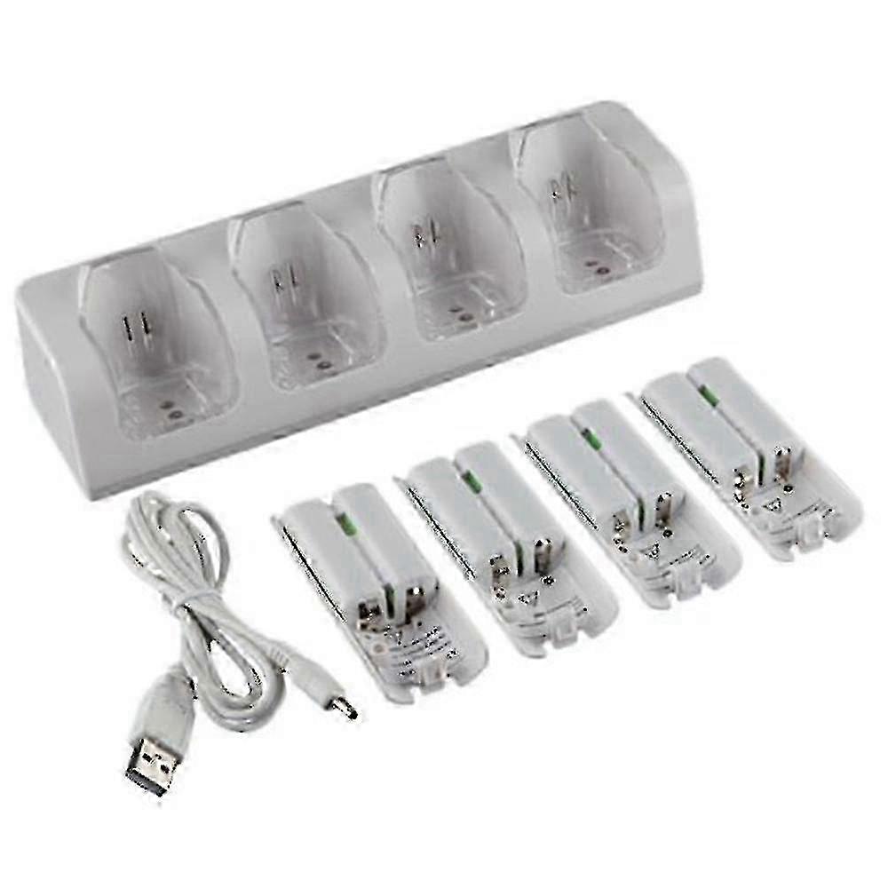 4Pcs 2800mAh Rechargeable Cells and Wii Cell Charge Dock Stand for Wii Remote Switch Accessory