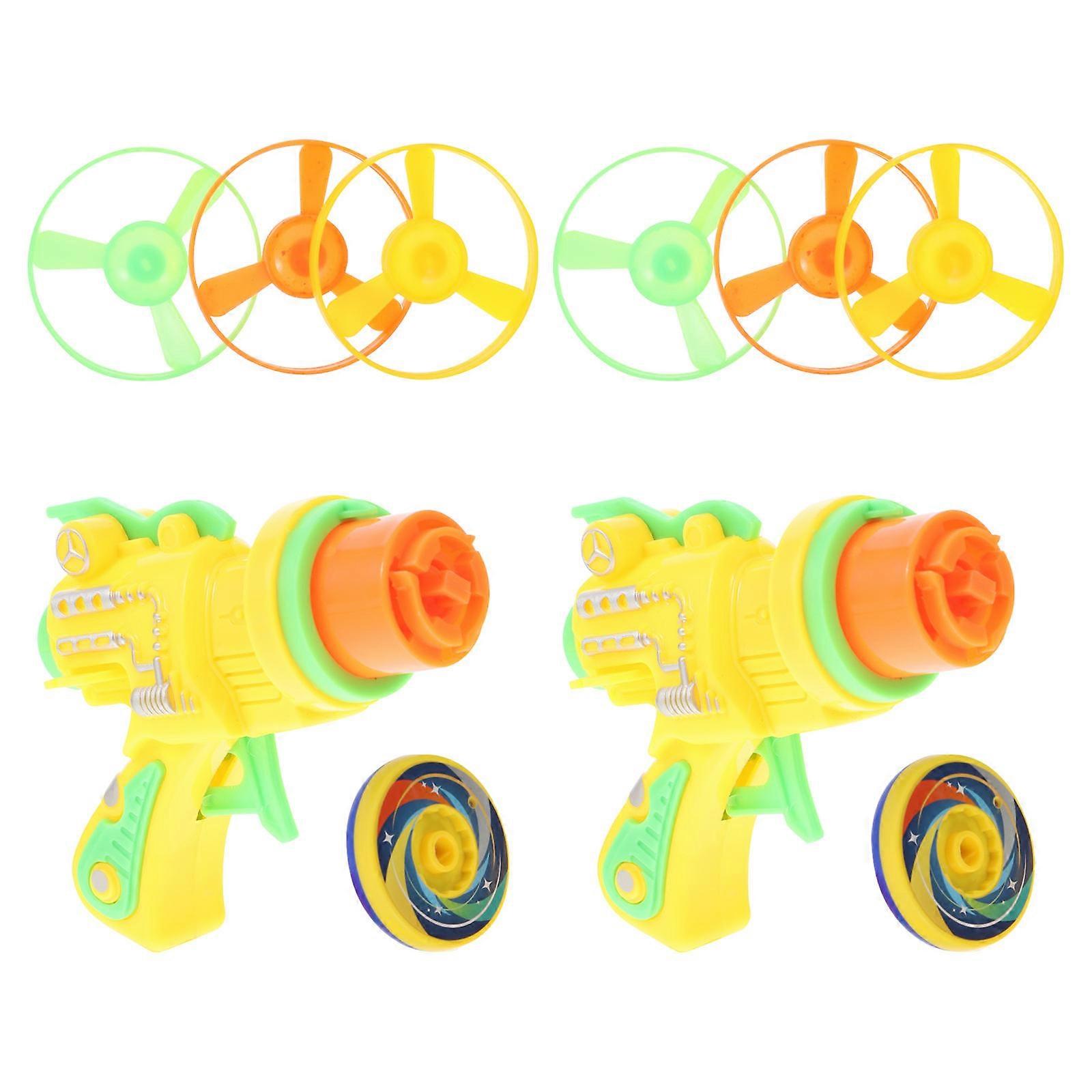 Flying Disc Sky Disc Launcher Toy for Kids 2Sets Assorted Color Plastic