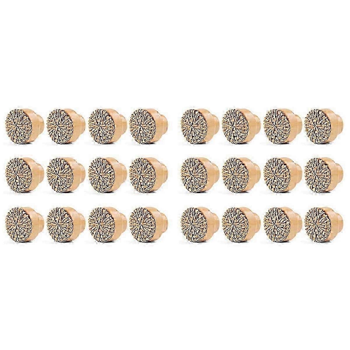 24 قطعة 35 مللي متر بوهو مضمد مقابض الروطان مقابض درج الخشب مقابض خزانة ملابس خشبية مستديرة مع