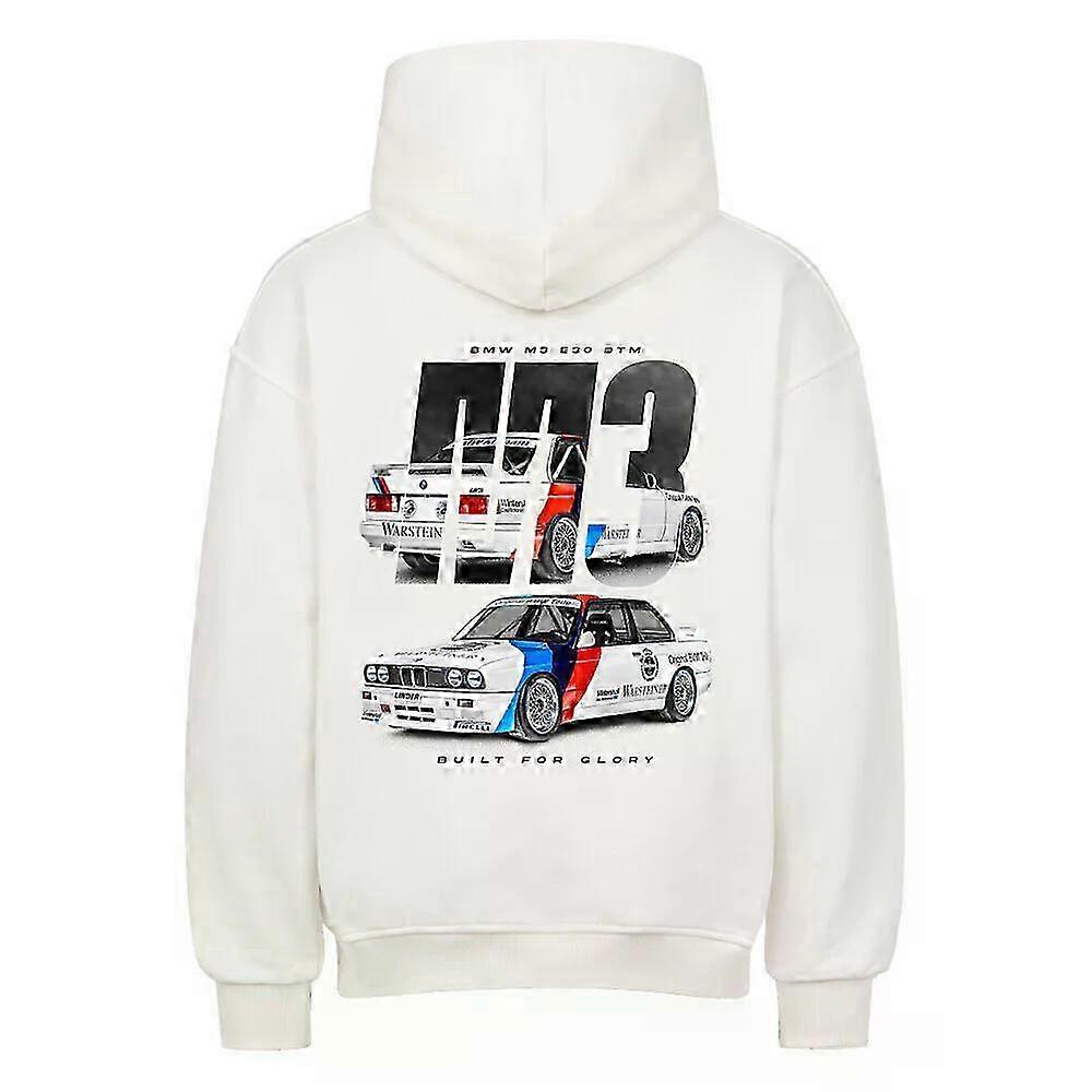 M3 E30 Rally White Hoodie Pullover Rockinstone (backprint)