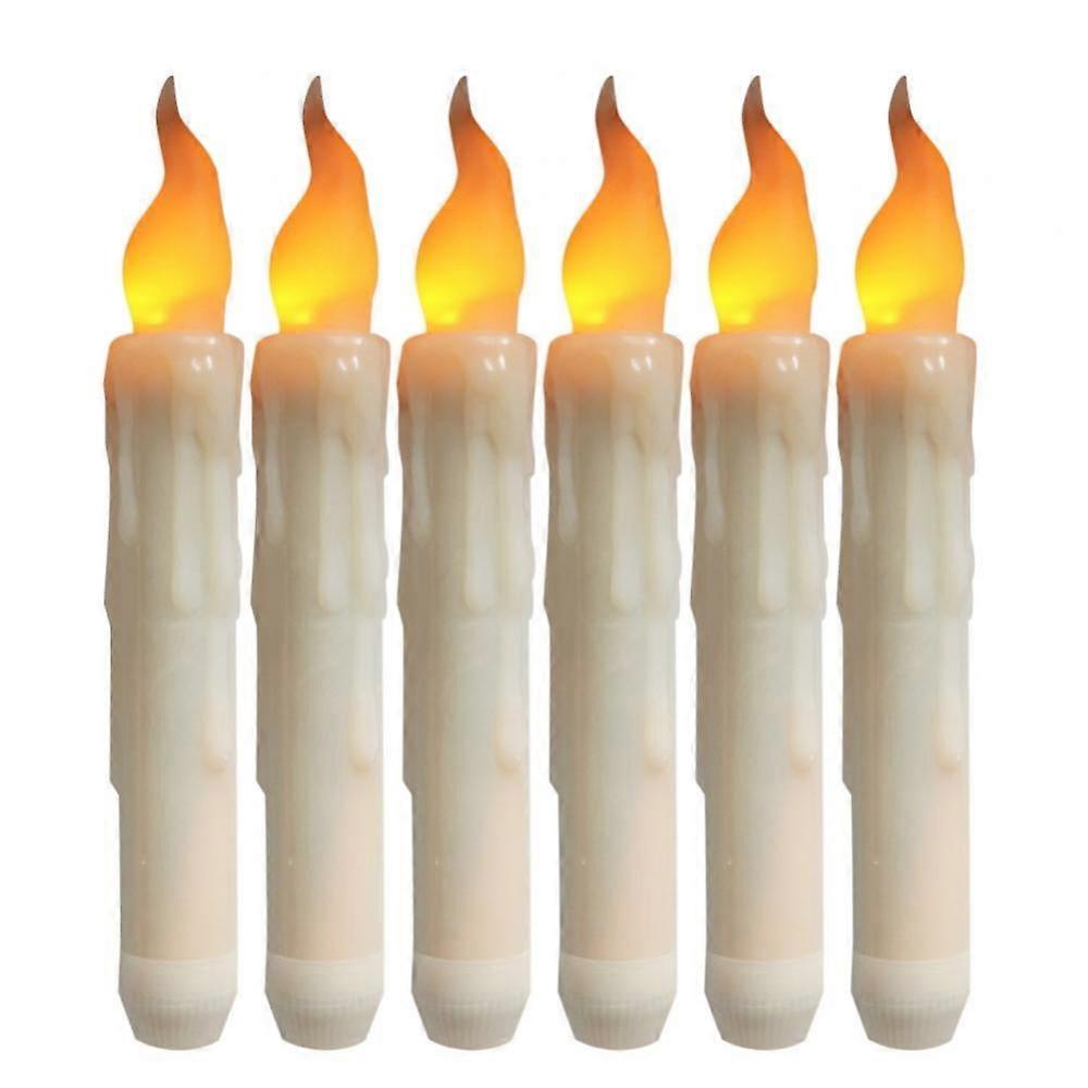 6pcs LED Taper Candles with Remote Control,Flameless Flickering Window Candlesticks,Dripless Pillar Candles for Decorations