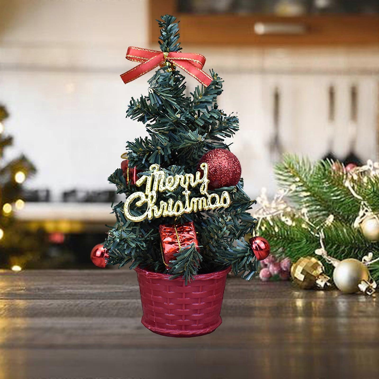 Racsoh Mini Artificial Christmas Trees Set, Compatible with Xmas Desktop Decorations, Tabletop Tree for Christmas